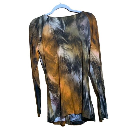 Apriori Womens Size 8 Multicolor Abstract Print Ruched Button Artsy Blouse - Picture 4 of 7